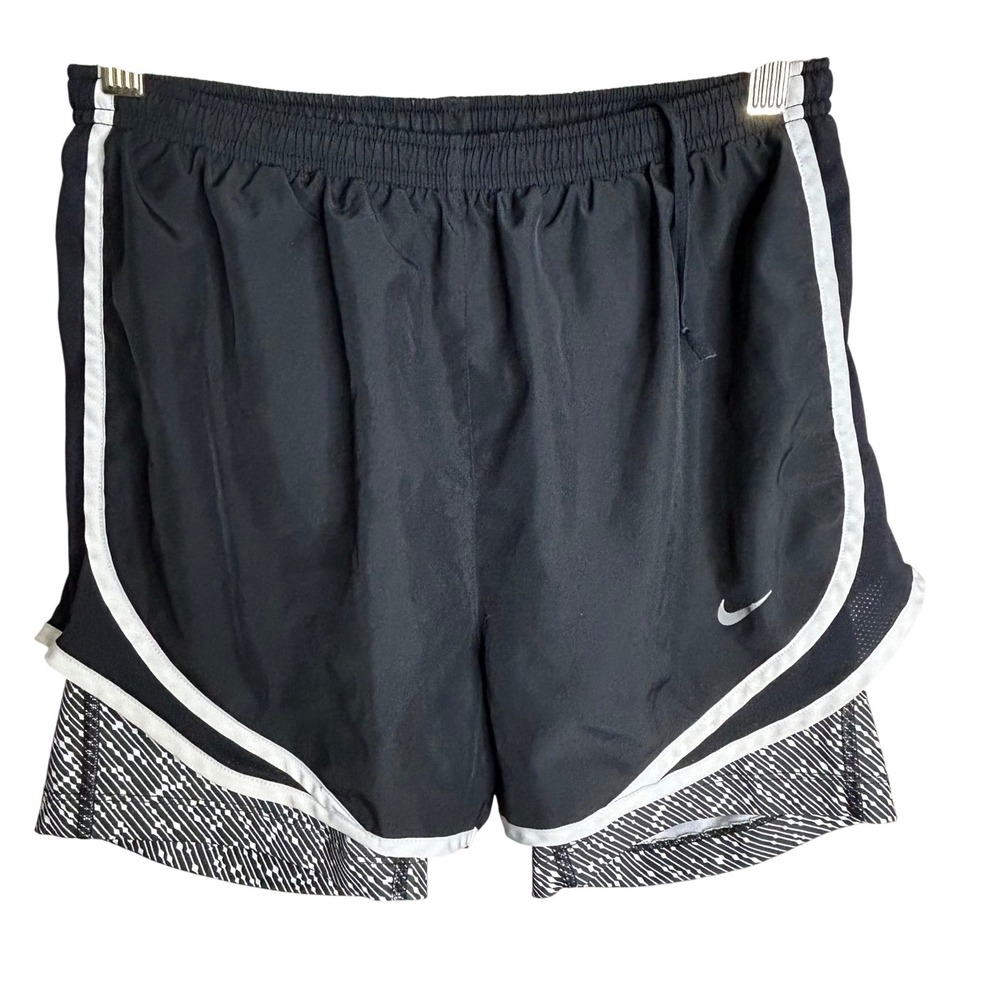 Nike Small Womens Tempo 2-in-1 Dri-FIT Running Shorts Black White 749460-011